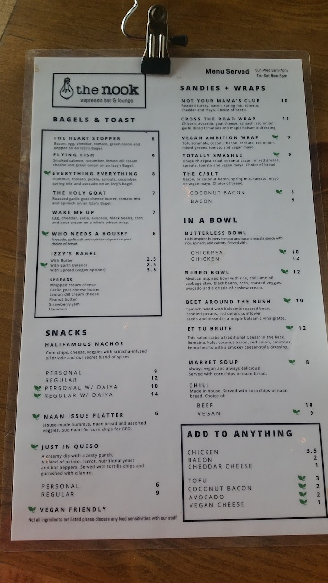 Menu Upward Kitchens & Cafe At The Nook-2